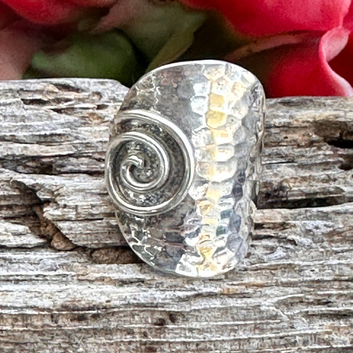 Size 6  Hammered Sterling Silver Ring