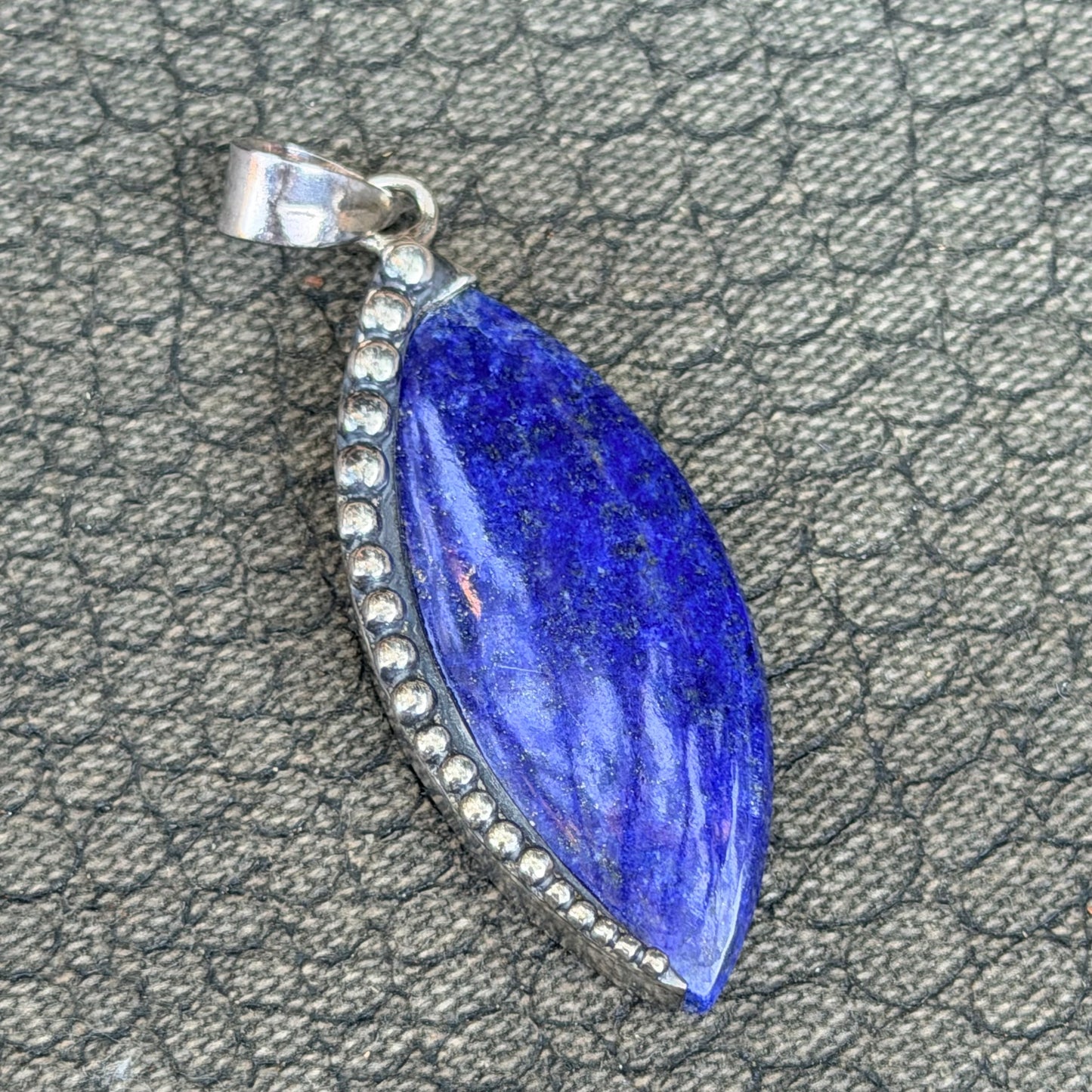 Sale -  2.2" Lapis Sterling Silver Pendant Necklace (18")
