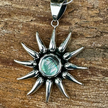 Load image into Gallery viewer, N0894 Abalone Sunburst  Sterling Necklace (18” + 2.25” pendant)
