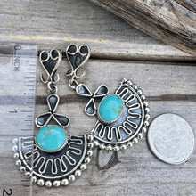 Load image into Gallery viewer, E0682   2” Statement Turquoise Sterling Silver Earrings
