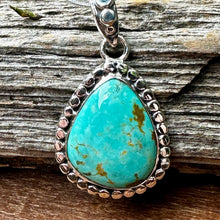 Load image into Gallery viewer, N08878  Turquoise Sterling Necklace (18” - 1.6” Pendant)
