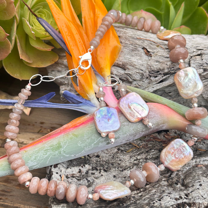 Sunstone Cultured Pearl Necklace (18”-20”)