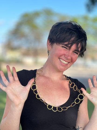 Gold Vermeil Circle Necklace 36”