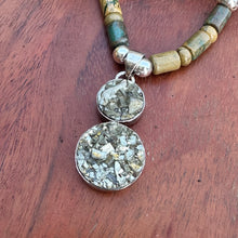 Load image into Gallery viewer, Pyrite Pendant Jasper Sterling Necklace (18-20&quot;)
