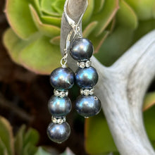 Load image into Gallery viewer, Triple Cultured Pearl Earrings 2”
