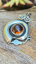 Load image into Gallery viewer, Taxco Baltic Amber Pendant 2.2” Necklace (18&quot;)
