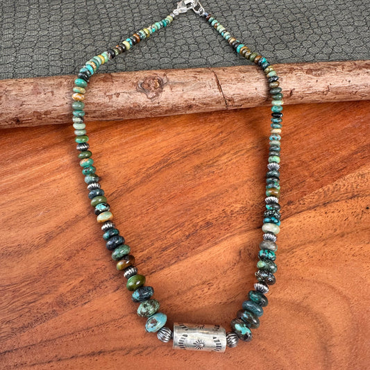 Turquoise Barrel Navajo Pearl Necklace (18"-20")
