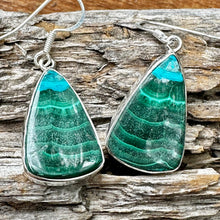 Load image into Gallery viewer, E0721  Malachite Azurite Earrings (1.6”)
