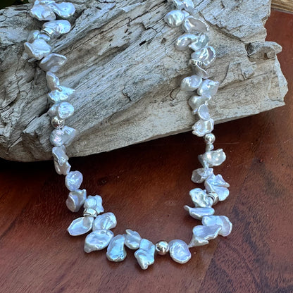 Cultured Keishi Pearl & Sterling Silver Necklace