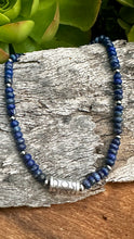 Load image into Gallery viewer, N0902  Barrel Navajo Pearls Lapis Statement Necklace 18”-20”
