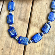 Load image into Gallery viewer, N0864  Lapis  Navajo Pearls Sterling Necklace (18”-20”)
