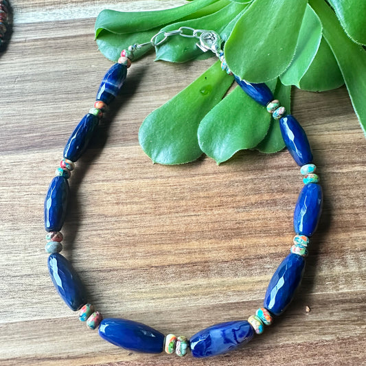 Turquoise Spiny Oyster Agate Necklace (18”-20”)