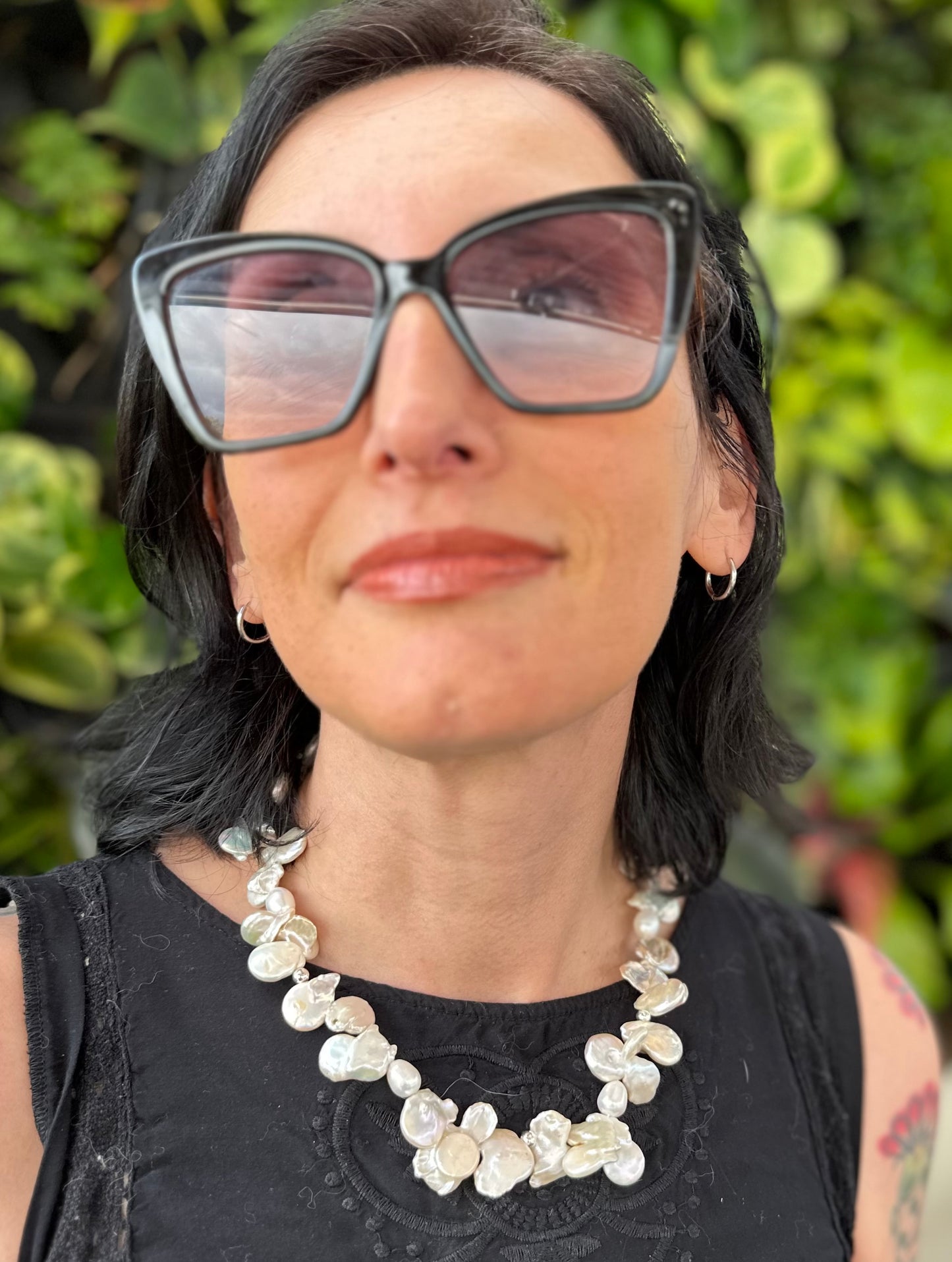 Natural Pearl Statement Necklace (17”-19”)