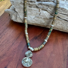 Load image into Gallery viewer, Pyrite Pendant Jasper Sterling Necklace (18-20&quot;)
