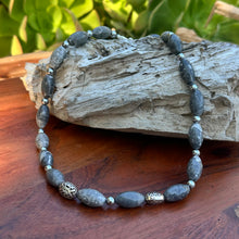 Load image into Gallery viewer, Gray Jasper Sterling Necklace with Earrings (18-20&quot;)
