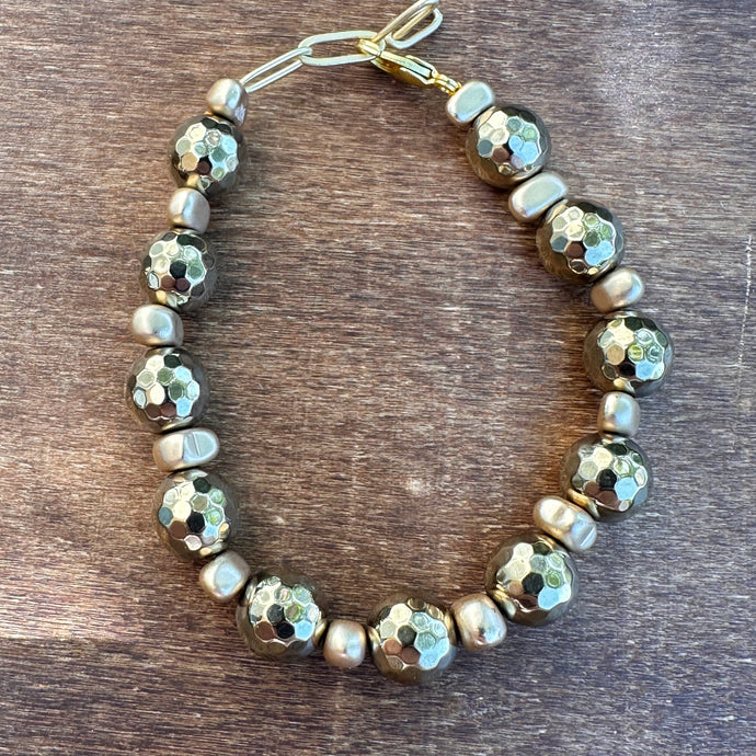 Gold Hematite Bracelet (6.75”-7.25”)