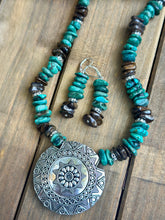 Load image into Gallery viewer, N0860  Turquoise Bronzite  Sterling Necklace (18”-20”)
