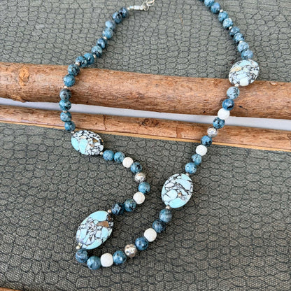 Sale - 22”-24” Agate Sterling Silver Necklace
