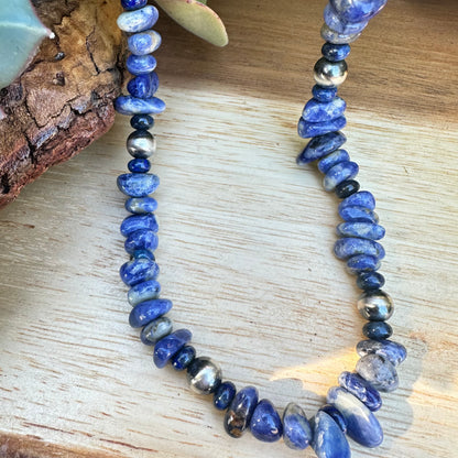 Sodalite Navajo Pearl Necklace (18”-20”)