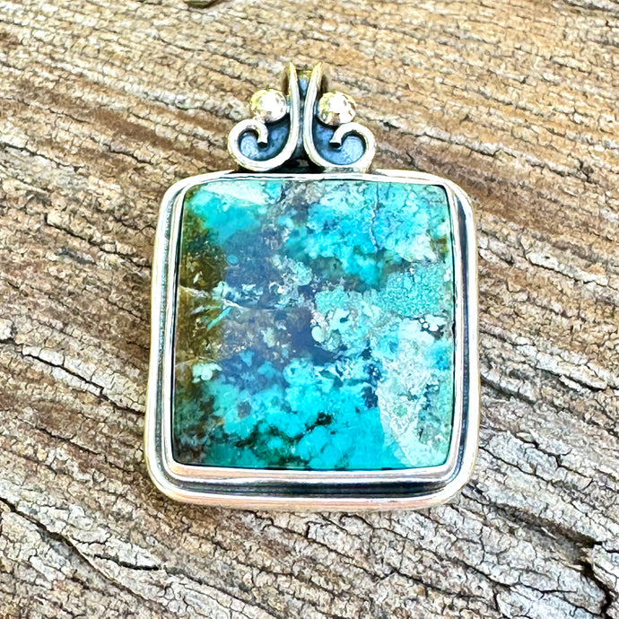 Taxco Turquoise Pendant  1.6”Necklace (18