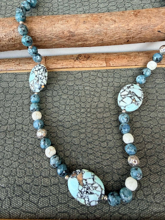 Sale - 22”-24” Agate Sterling Silver Necklace