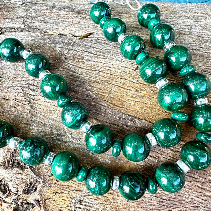 N0885  Malachite Necklace (18”-20”)