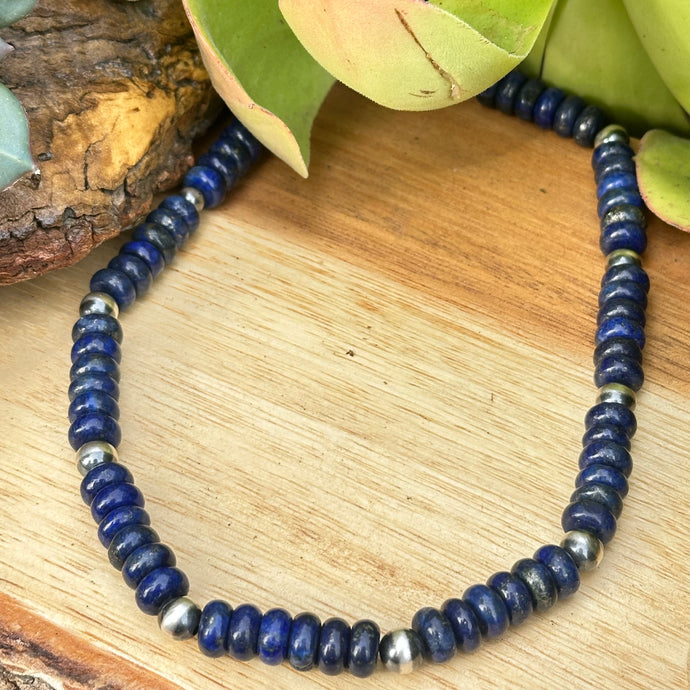 Navajo Pearl Lapis Necklace 18”-20”