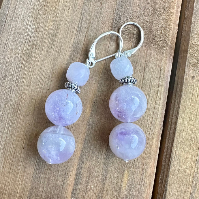 E0715  Lavender Jade Earrings 2”