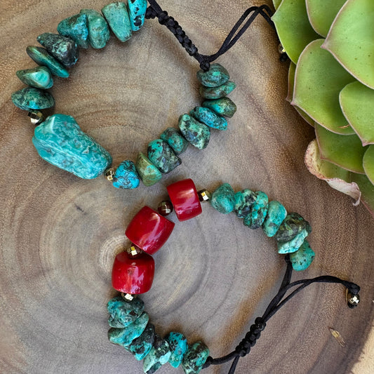 Turquoise Coral Navajo Pearl Adjustable Bracelet