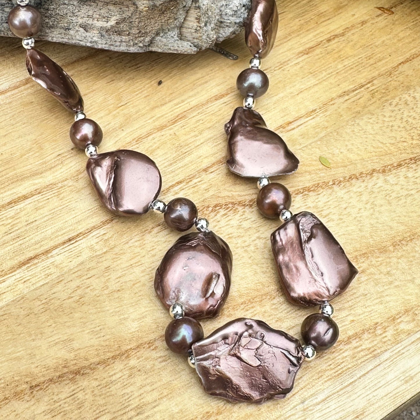 Chocolate Baroque Pearl Earrings