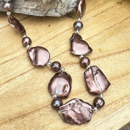 Chocolate Baroque Pearl Earrings