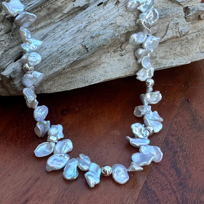 Cultured Keishi Pearl & Sterling Silver Necklace