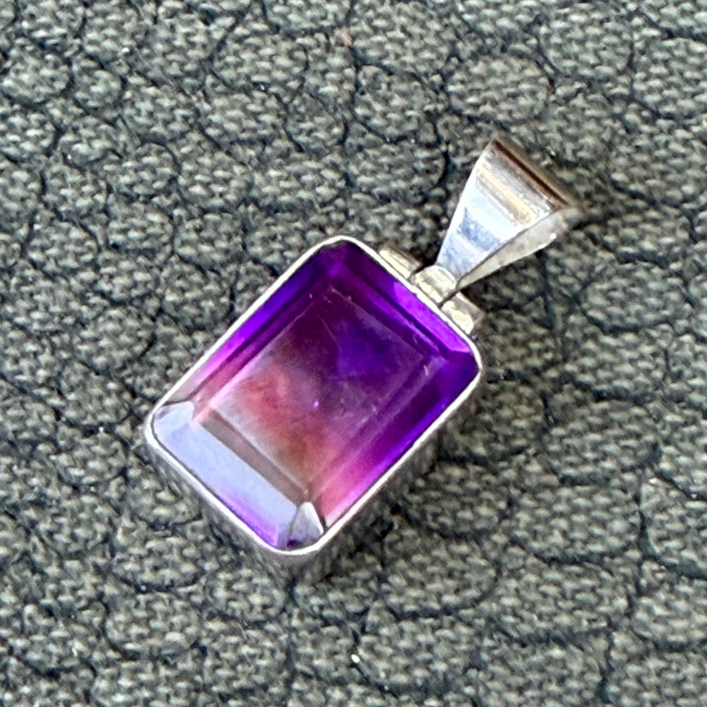 Sale -  1.2" Flourite Quartz Sterling Silver Pendant Necklace (18")