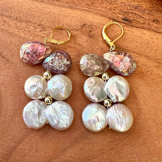Statement Pearl Quartz Earrings 2"