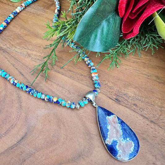 Sodalite Sterling Pendant Necklace (18”-20”)