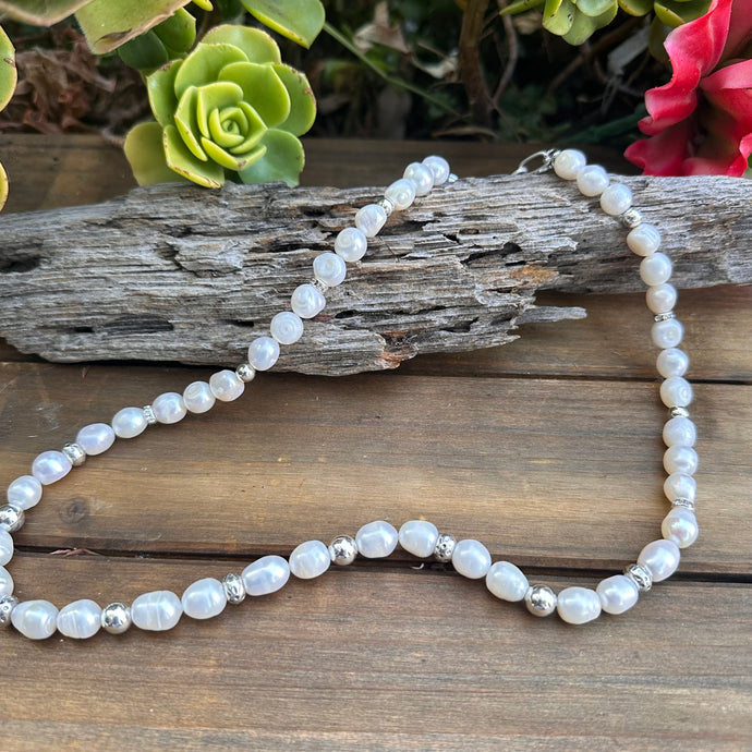 N0824   Pearl Sterling Necklace (22”-24”)