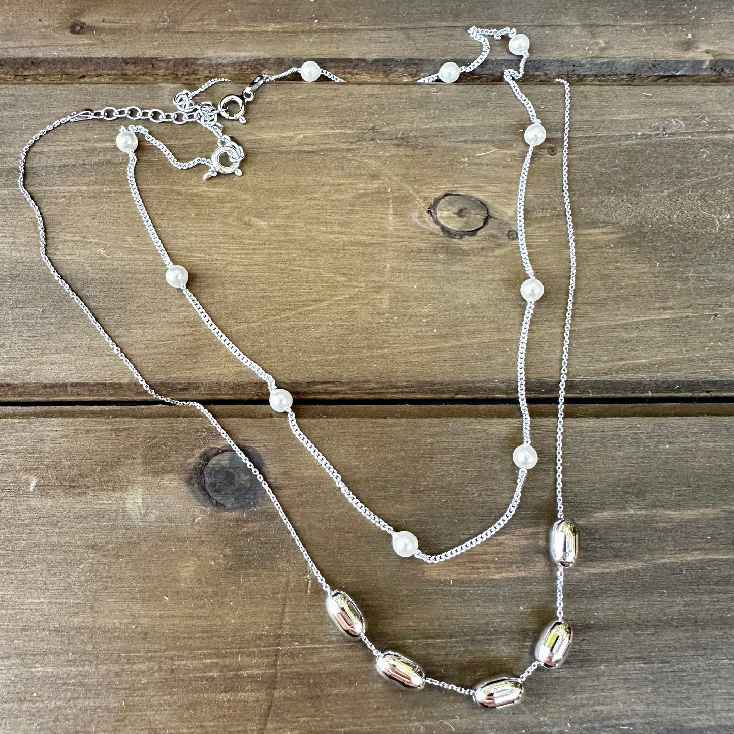 N0916 Pearl Sterling Necklace (17”)