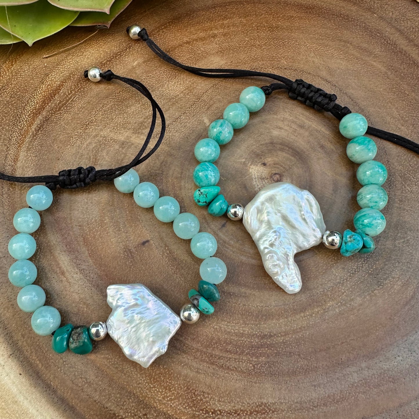 Turquoise Chalcedony Baroque Pearl BOHO Bracelet