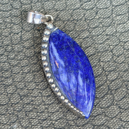 Sale -  2.2" Lapis Sterling Silver Pendant Necklace (18")