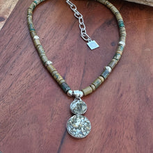 Load image into Gallery viewer, Pyrite Pendant Jasper Sterling Necklace (18-20&quot;)
