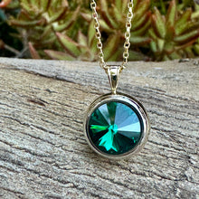 Load image into Gallery viewer, N0925  Emerald Swarovski Necklace (adjustable to 36&quot;)
